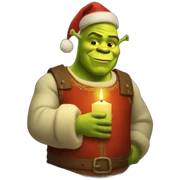 Shrek holding a christmas candle sticker