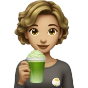 Beautiful girl with brawn hair holding cup of iced matcha  sticker