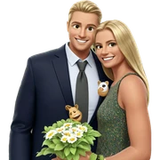 smiling couple in outdoor setting sticker