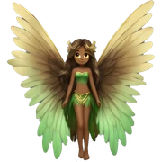 big wings, Beautiful, fairy, gold, brown, dark green, green, long hair sticker