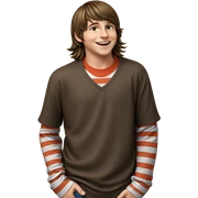 smiling boy in striped shirt sticker