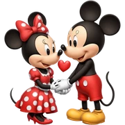 Mickey mouse and minnie mouse kissing sticker