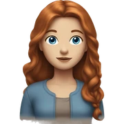 Girl with long auburn hair, blue eyes  sticker