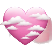 Pink heart with clouds sticker
