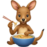 A kangaroo eating noodles sticker