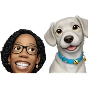 smiling boy with dog jewelry sticker