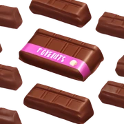Chocolate bar with pink wrapper sticker