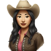 realistic portrait of a gorgeous Asian cowgirl sticker