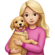 Garota loira usando roupa rosa abraçando um Golden retriever  sticker