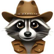 Raccoon wearing cowboy hat sticker