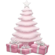 Light pink Christmas gifts under a white Christmas tree  sticker