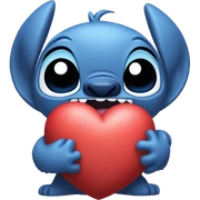 Stich con un corazón diciendo hola bombón sticker