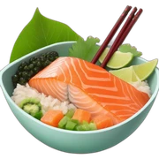 Salmon Poke bowl with chopsticks sticker