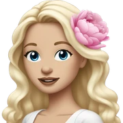 White bride with long light blonde hair and blue eyes with pink peonies in hair sticker