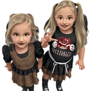 horror themed twin girls smile sticker