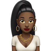 Black girl with long black straight hair and red lipstick with gold hoop earrings and and a gold necklace  sticker