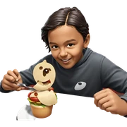 happy boy enjoying his meal sticker