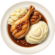 Plate of chicken teriyaki and mashed potatoes  sticker