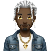 Black Dread head wearing a jean jacket with a white shirt with golden diamond grills and diamond earrings he looks like a rapper sticker