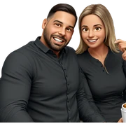 smiling couple enjoying coffee sticker