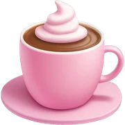 hot chocolate in a pastel pink mug on a plate sticker