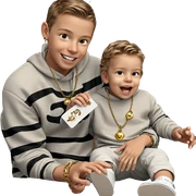 smiling boys with jewelry sticker
