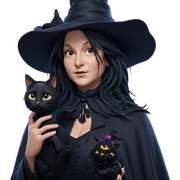 witch girl with black cat sticker