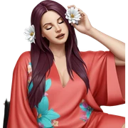 serene girl with flower hair sticker
