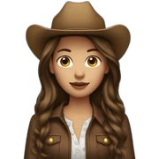 cowgirl brunette straight hair sticker