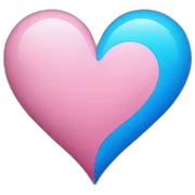 Half blue half pink heart  sticker
