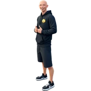 happy boy in black hoodie sticker