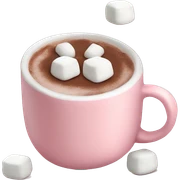 Light Pink mug of hot chocolate with marshmallows  sticker