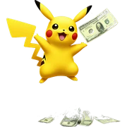 Pikachu sending money in the air sticker