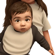child with brown hair shirt sticker
