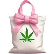 Bag of cbd tied with baby pink bow sticker