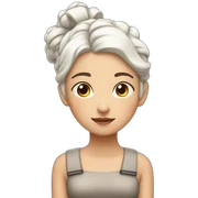 tired girl with white hair in two buns sticker
