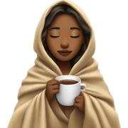 girl inside a blanket sipping coffee eyes closed sticker