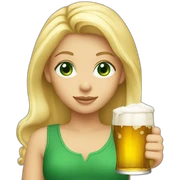 Blond girl Green eyes holding beer sticker