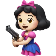 Snow White with a pink gun sticker