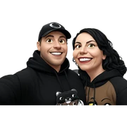 smiling duo with black hoodie sticker