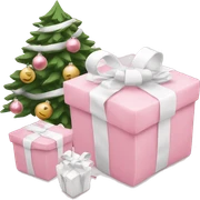 Light pink Christmas gifts under a white Christmas tree  sticker