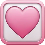 Tiny compressed Stylized pink heart symbol inside a pastel white gradient square icon, pink thin borders sticker