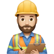 Construction site manager with beard and clipboard sticker