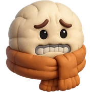 plush face, scarf up to nose, shivering, frosty air, cold weather, soft and cuddly sticker
