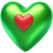 green 3d heart sticker