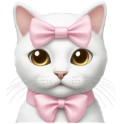 white cat with pastel pink bow sticker