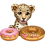 Leopard cub with a donut sticker