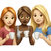 Three blonde brown-haired and red-haired girls are drinking tea sticker