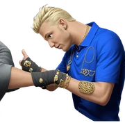 blonde boy with jewelry sticker