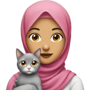 pretty woman with hijab holding a cat sticker